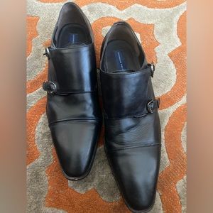 Giorgio Brutini Waxed dress shoe featuring double-buckle monk strap and cap toe